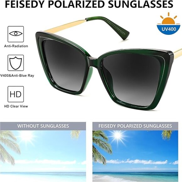 Dark green woman's sunglasses - Picture 4 of 5